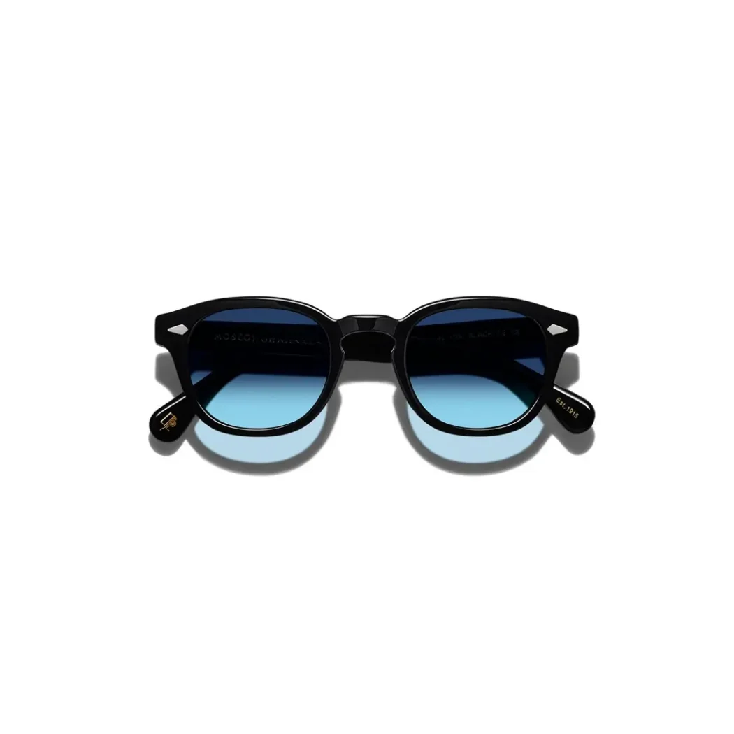 Lemtosh B2 Sun Black-CMT B2 Denim Blue lenses 1 Moscot LEMTOSH BLACK Custom Made Tints Denim Blue