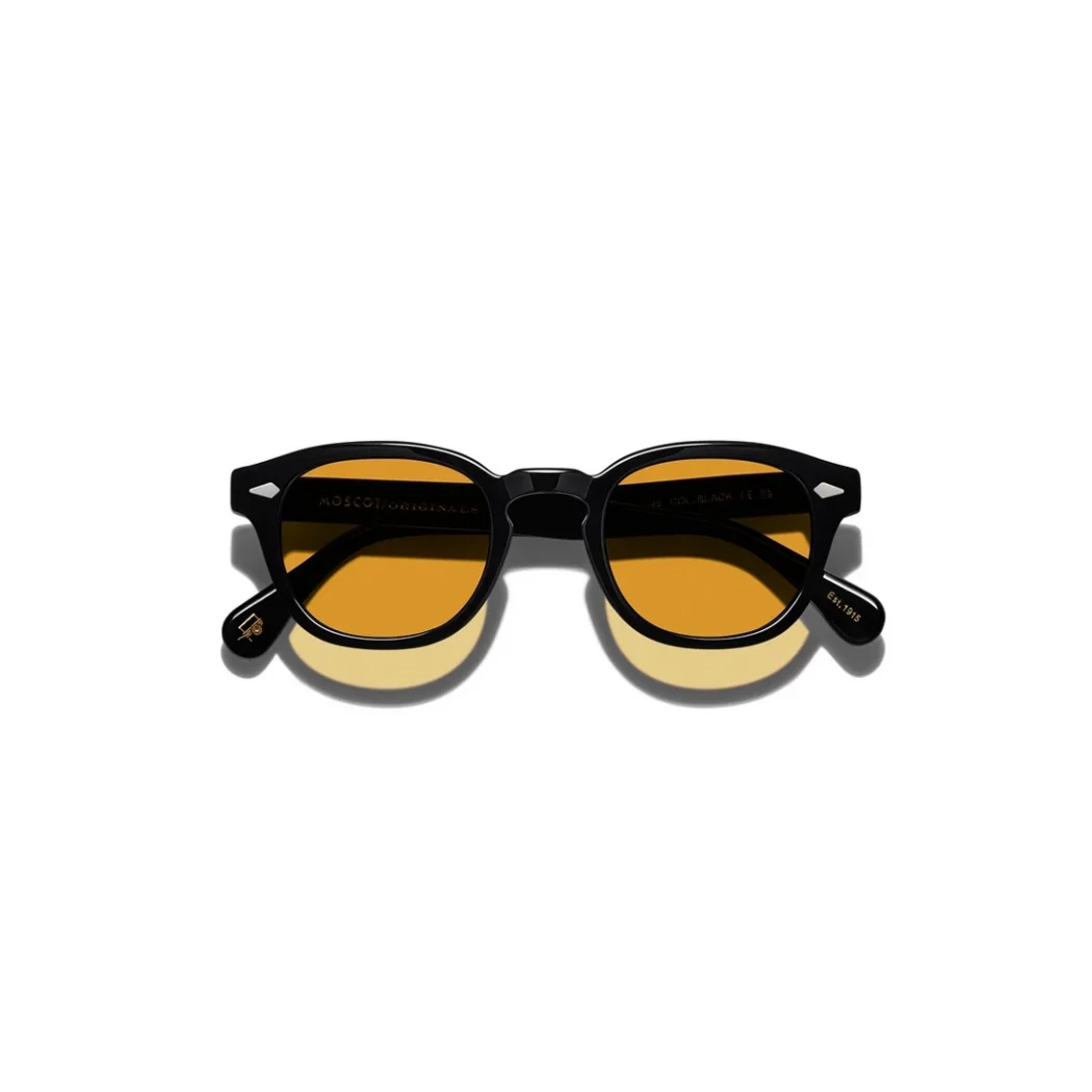 Lemtosh B2 Sun Black-CMT B2 Amber lenses 1_converted Moscot LEMTOSH BLACK Custom Made Tints Amber