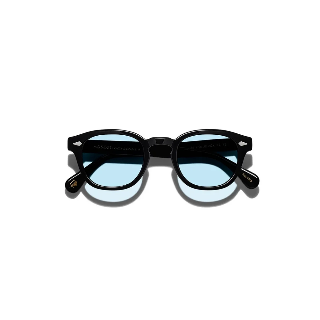 Lemtosh B2 Sun Black-CMT B2 Bel Air Blue lenses 1_converted Moscot LEMTOSH BLACK Custom Made Tints BEL AIR BLUE