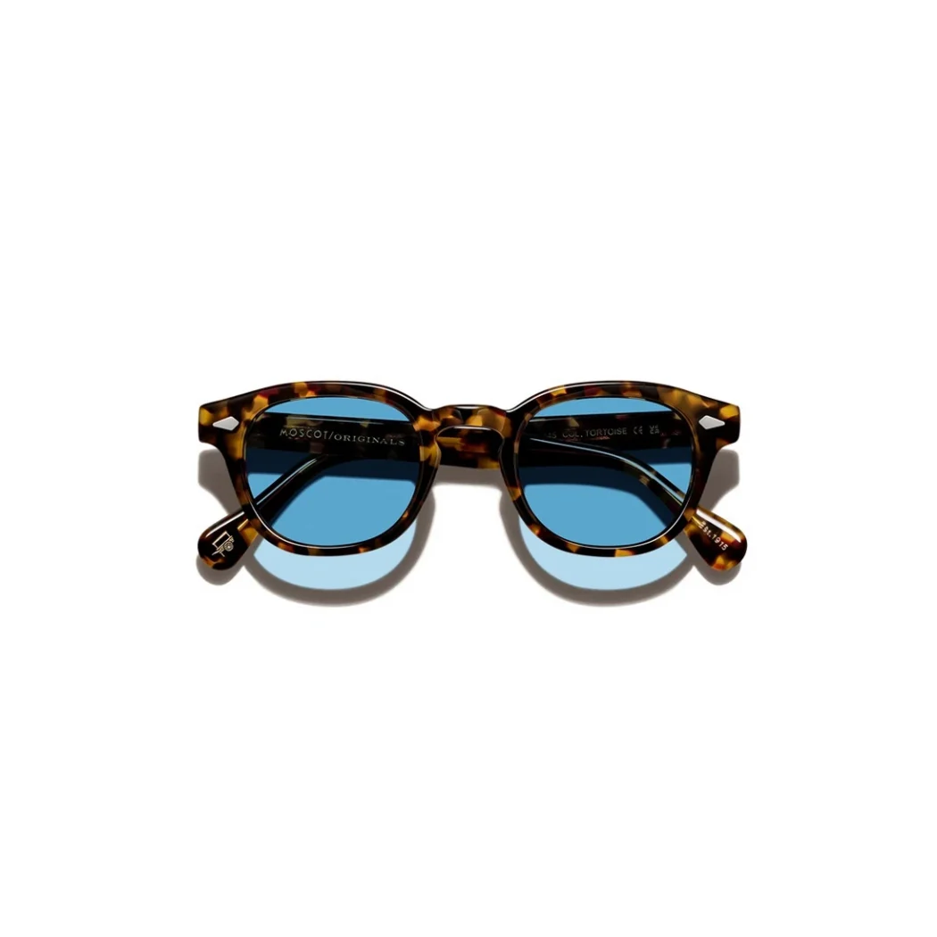 Lemtosh B2 Sun Tortoise-CMT B2 Celebrity Blue lenses 1_converted Moscot LEMTOSH TORTOISE Custom Made Tints CELEBRITY BLUE